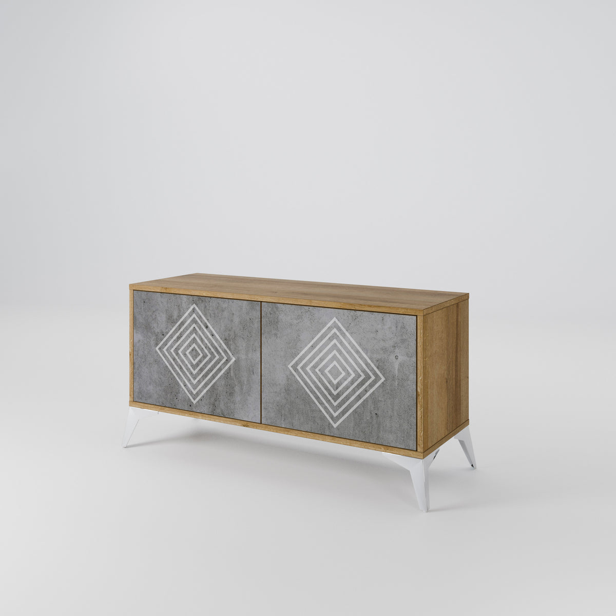 POLYGONAL ARTISTRY Kompakt TV-bänk med 2 dörrar