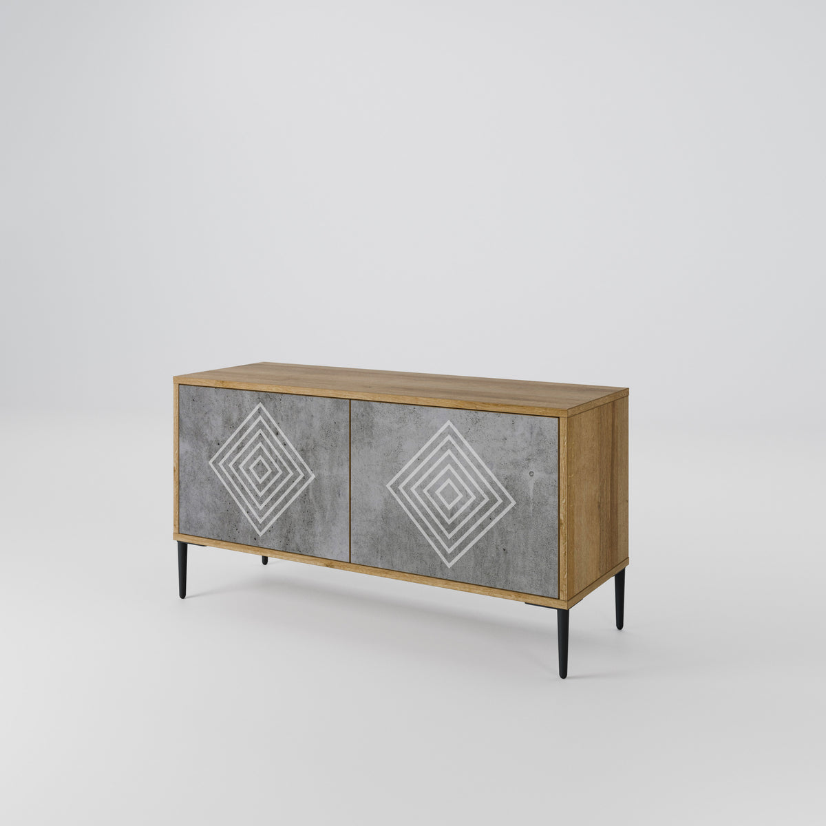 POLYGONAL ARTISTRY Kompakt TV-bänk med 2 dörrar