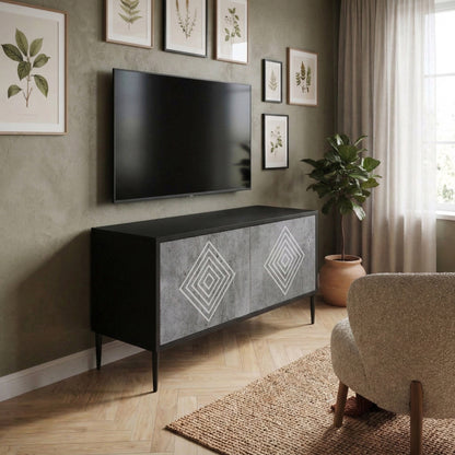 POLYGONAL ARTISTRY Kompakt TV-bänk med 2 dörrar
