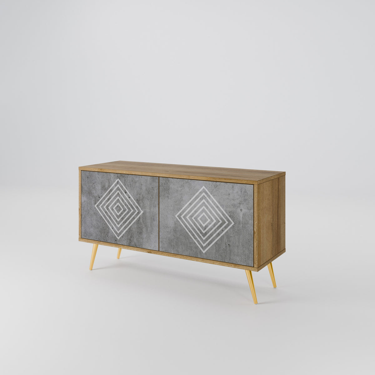 POLYGONAL ARTISTRY Kompakt TV-bänk med 2 dörrar