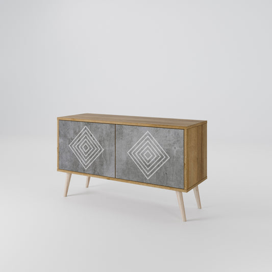 POLYGONAL ARTISTRY Kompakt TV-bänk med 2 dörrar