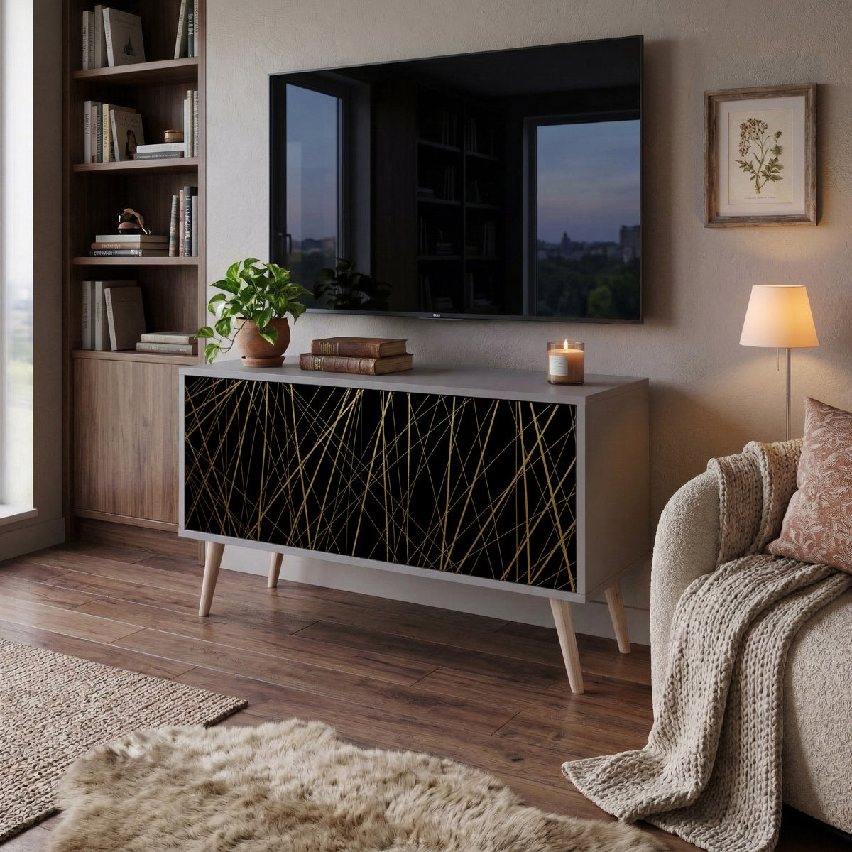 BRIGHT MESH Kompakt TV-bänk med 2 dörrar