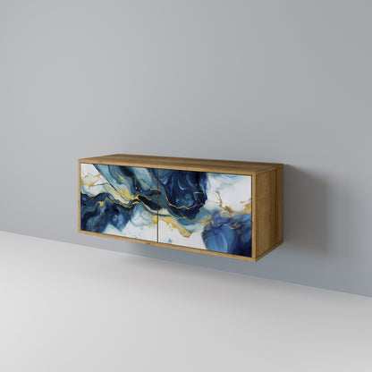 INKY MARBLE Kompakt TV-bänk med 2 dörrar