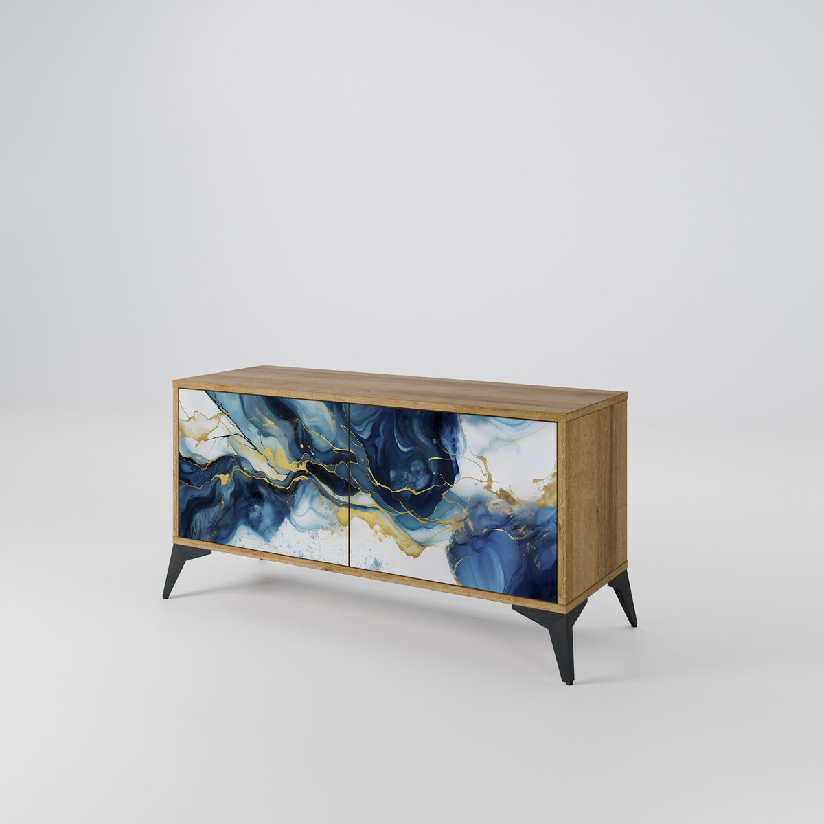 INKY MARBLE Kompakt TV-bänk med 2 dörrar