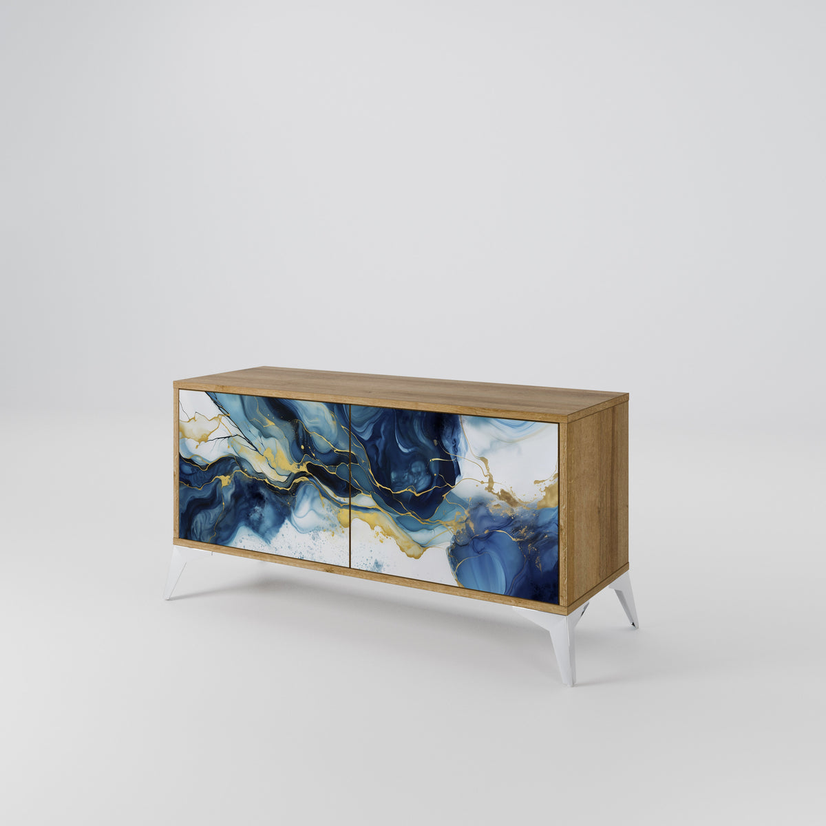 INKY MARBLE Kompakt TV-bänk med 2 dörrar
