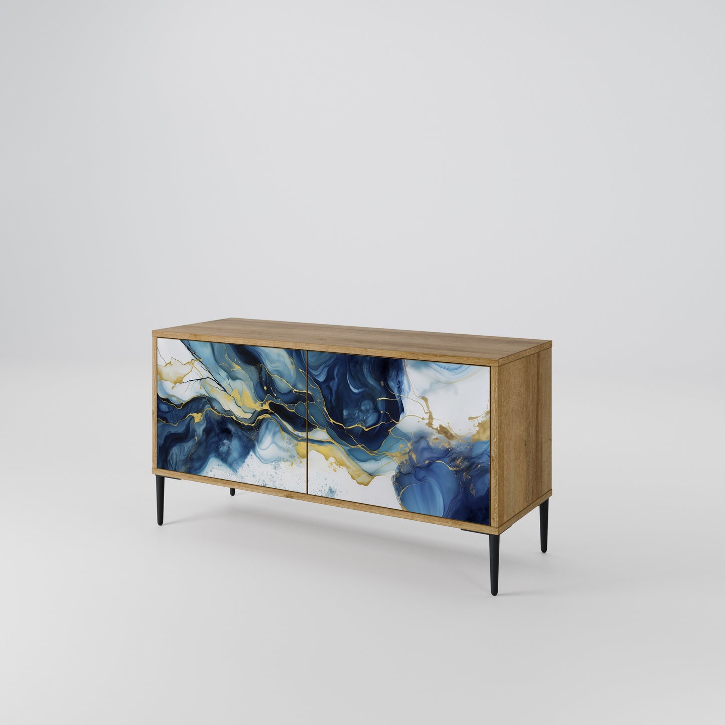 INKY MARBLE Kompakt TV-bänk med 2 dörrar