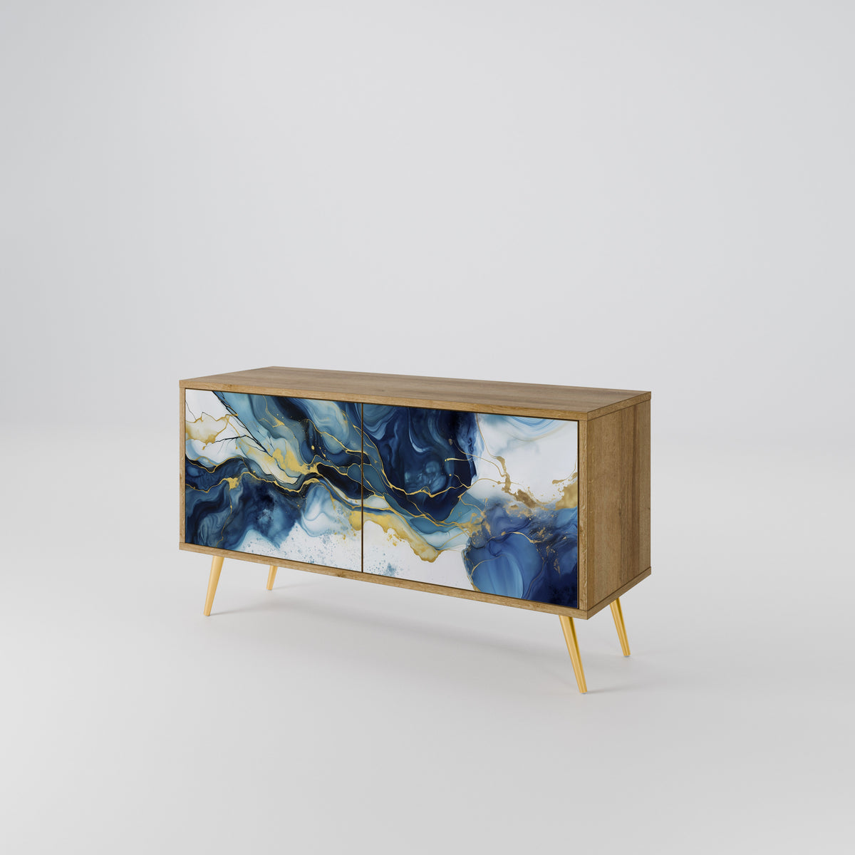 INKY MARBLE Kompakt TV-bänk med 2 dörrar
