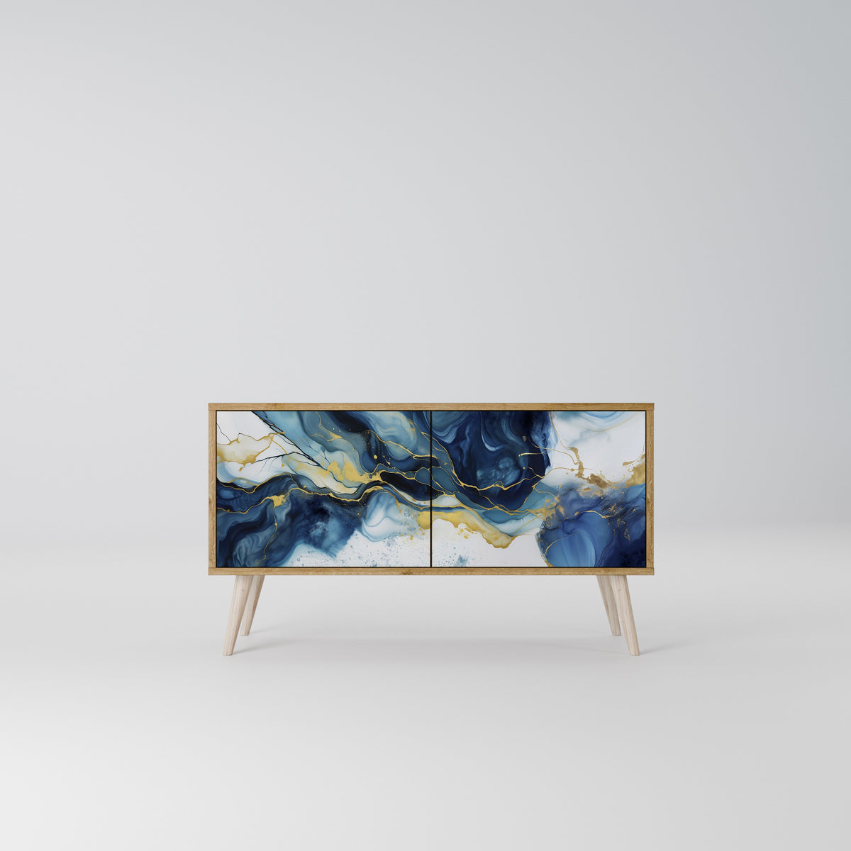 INKY MARBLE Kompakt TV-bänk med 2 dörrar