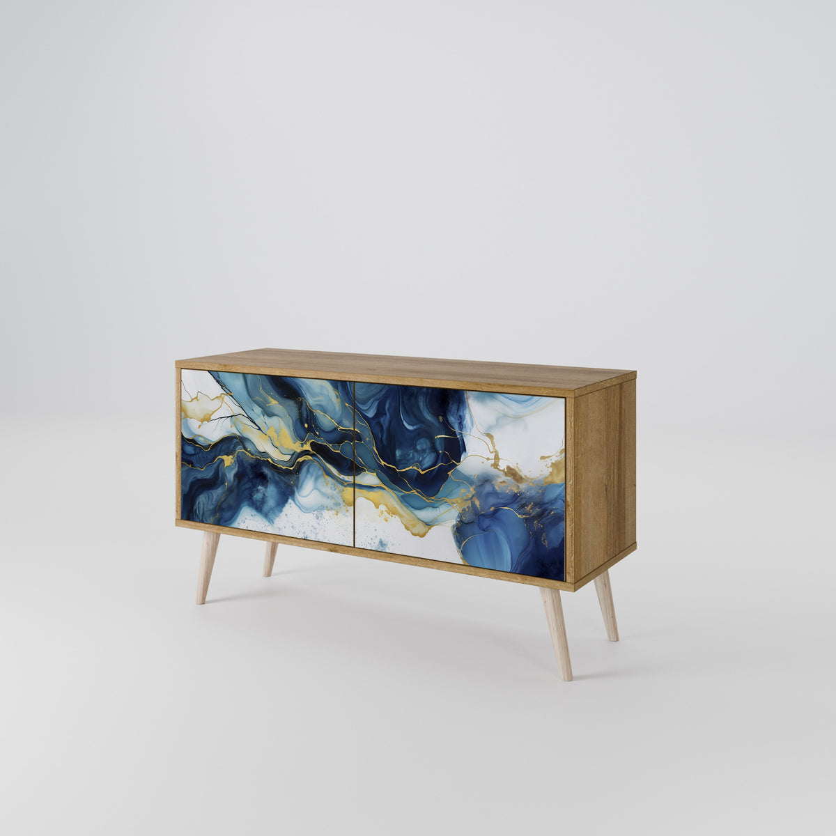 INKY MARBLE Kompakt TV-bänk med 2 dörrar