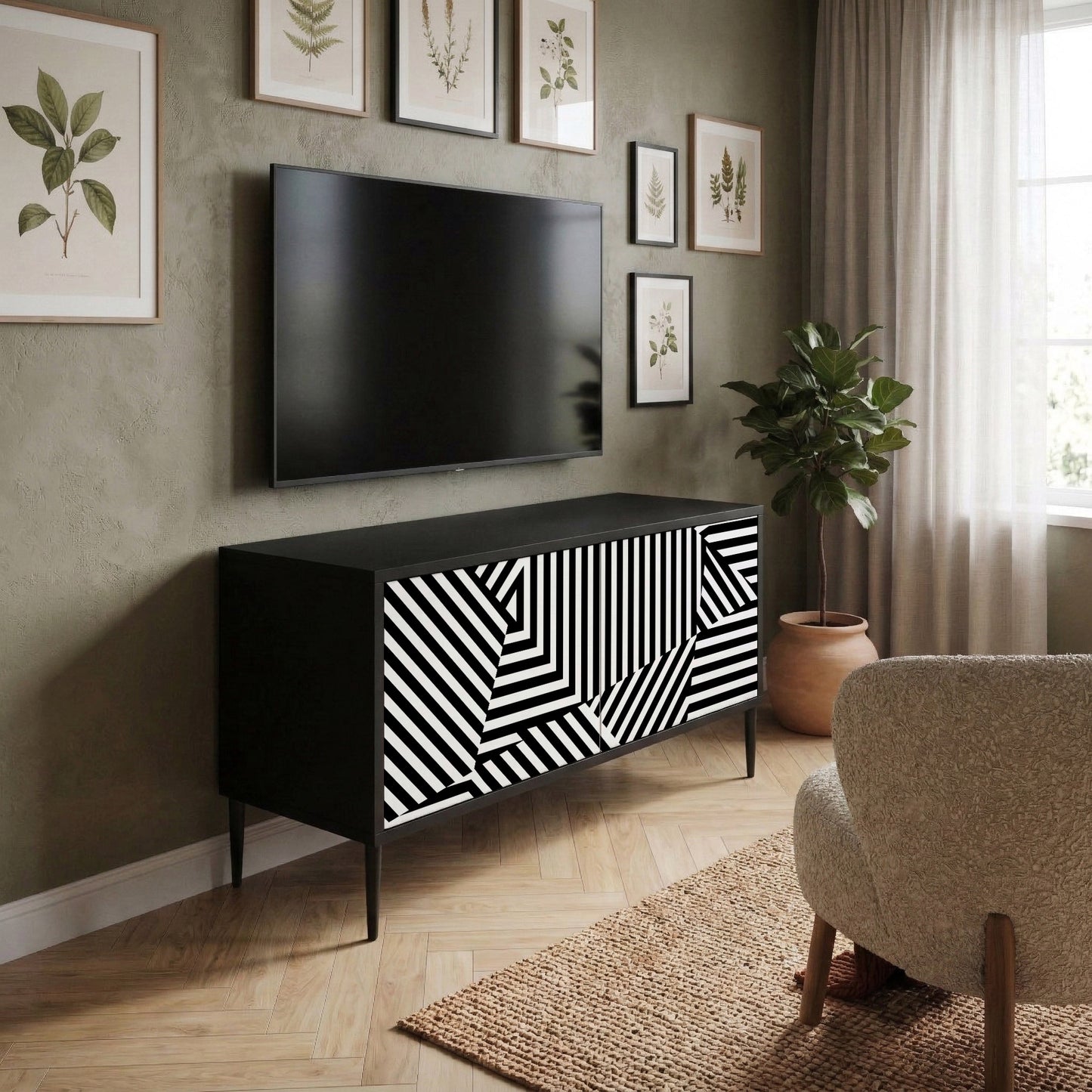 ILLUSIONARY LATTICE Kompakt TV-bänk med 2 dörrar