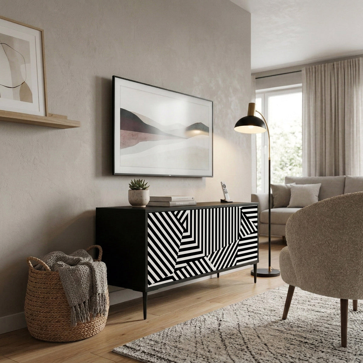 ILLUSIONARY LATTICE Kompakt TV-bänk med 2 dörrar