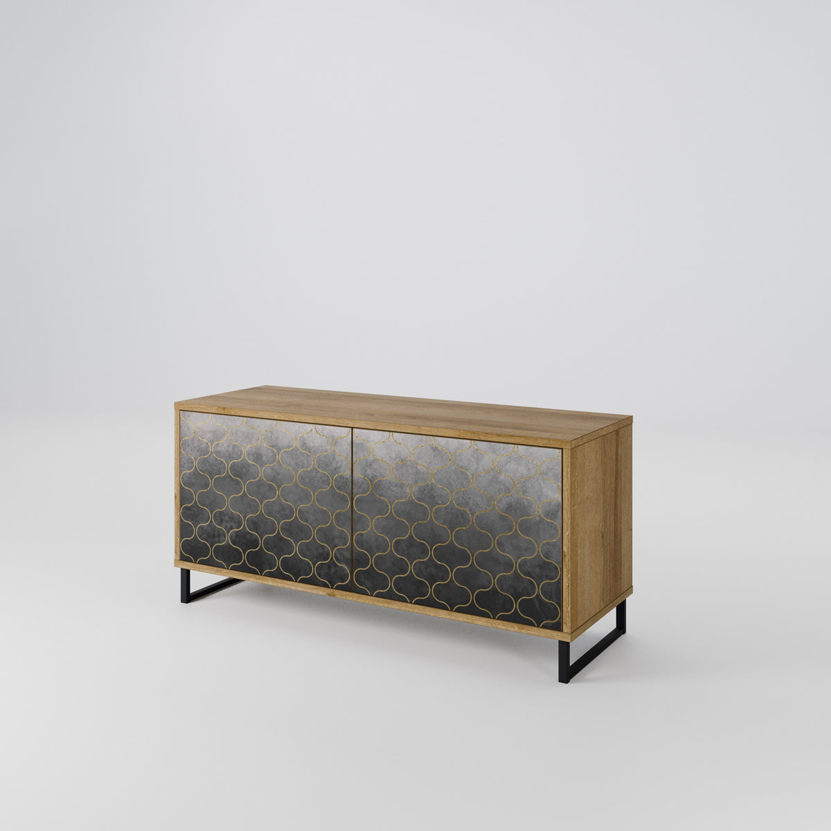 TESSELATED GRAYISH Kompakt TV-bänk med 2 dörrar