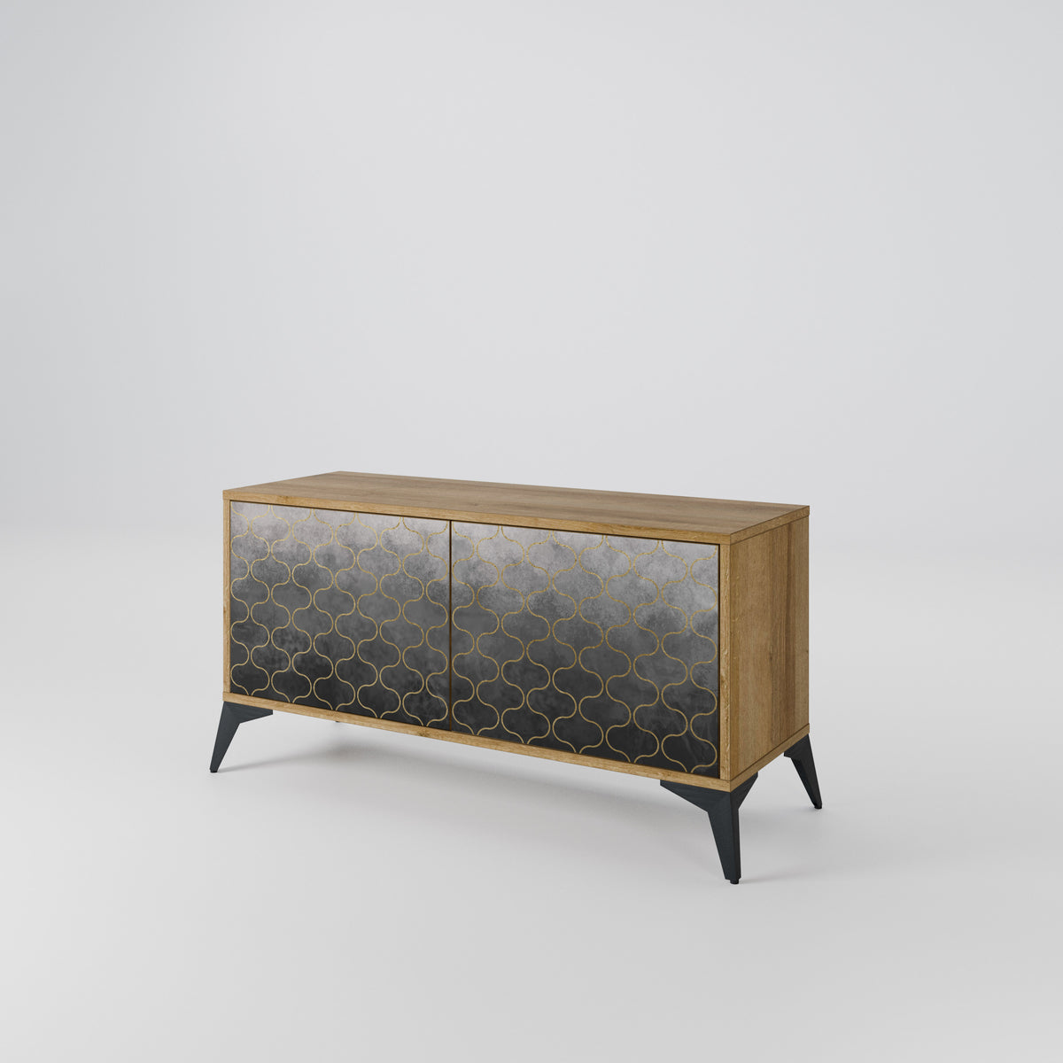TESSELATED GRAYISH Kompakt TV-bänk med 2 dörrar