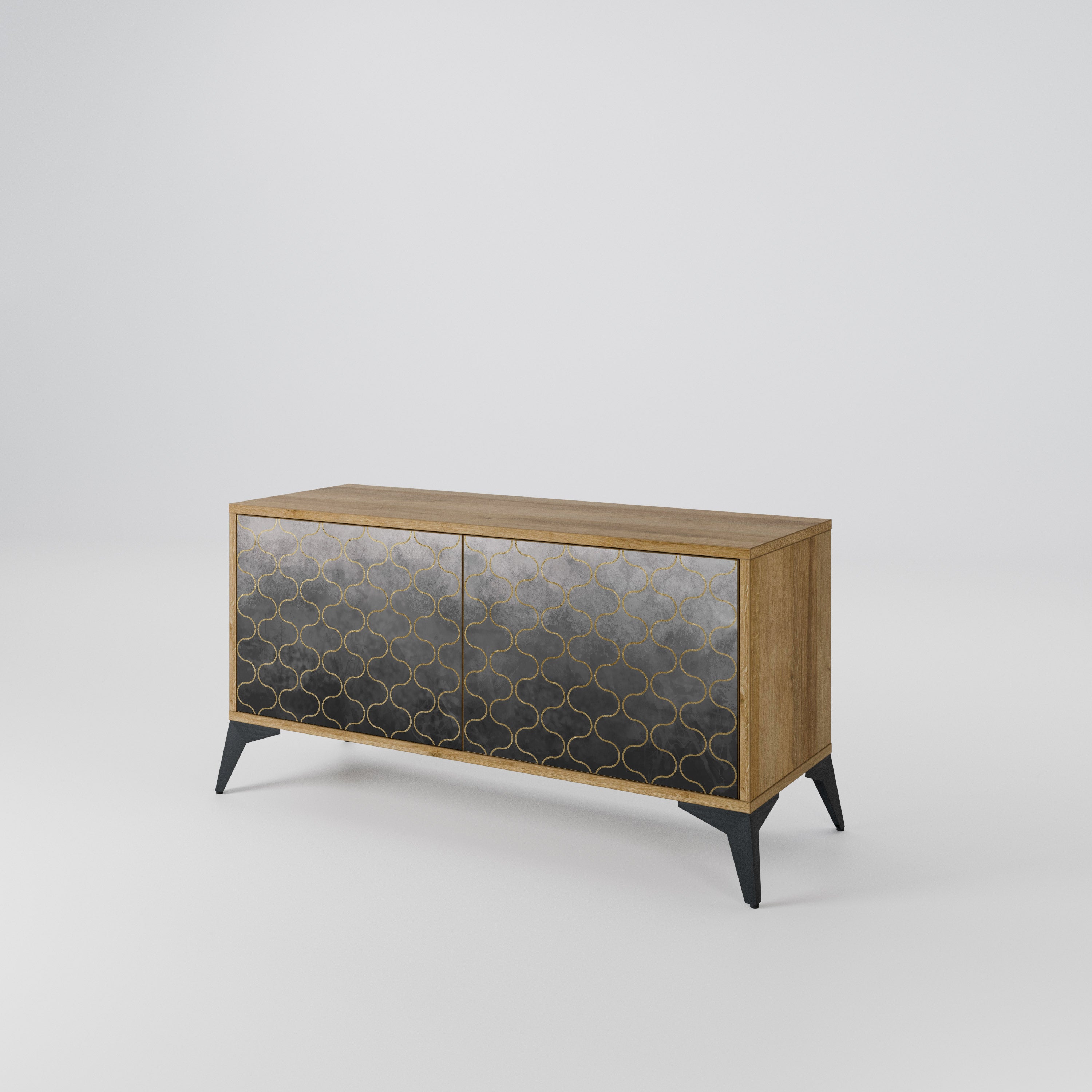 TESSELATED GRAYISH Compact 2-Door TV Cabinet