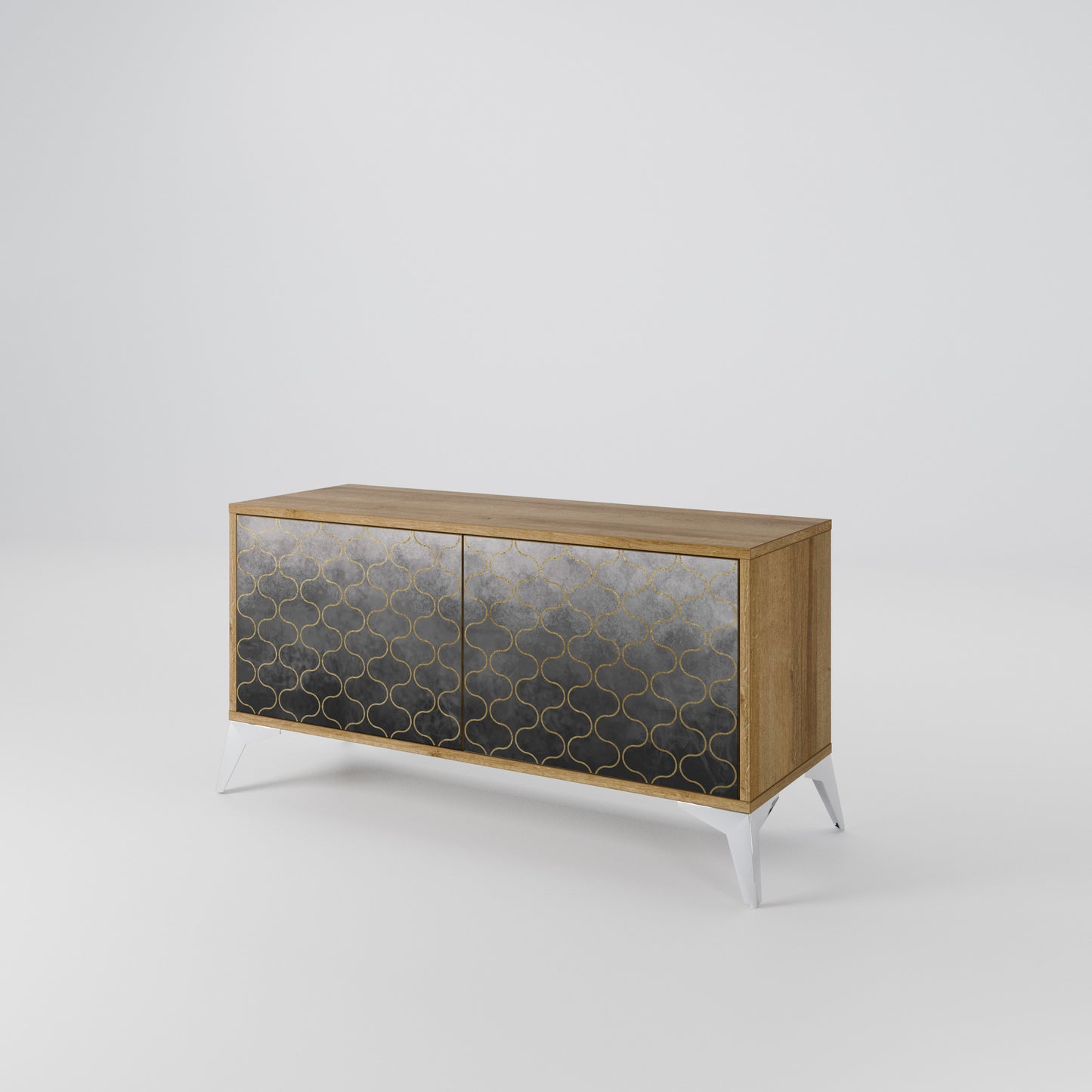 TESSELATED GRAYISH Kompakt TV-bänk med 2 dörrar