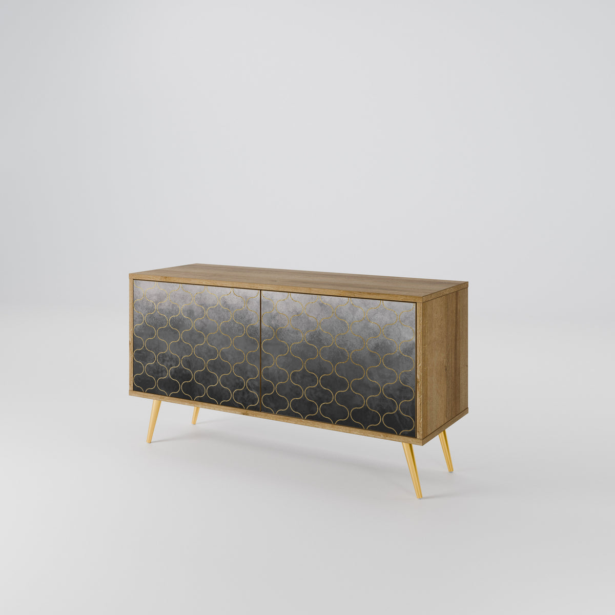 TESSELATED GRAYISH Kompakt TV-bänk med 2 dörrar