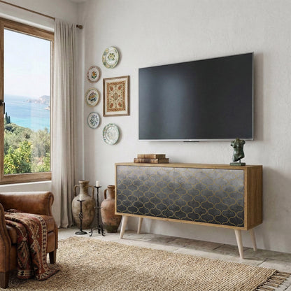 TESSELATED GRAYISH Kompakt TV-bänk med 2 dörrar