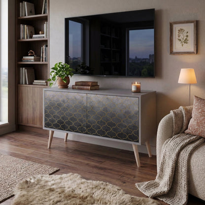 TESSELATED GRAYISH Kompakt TV-bänk med 2 dörrar