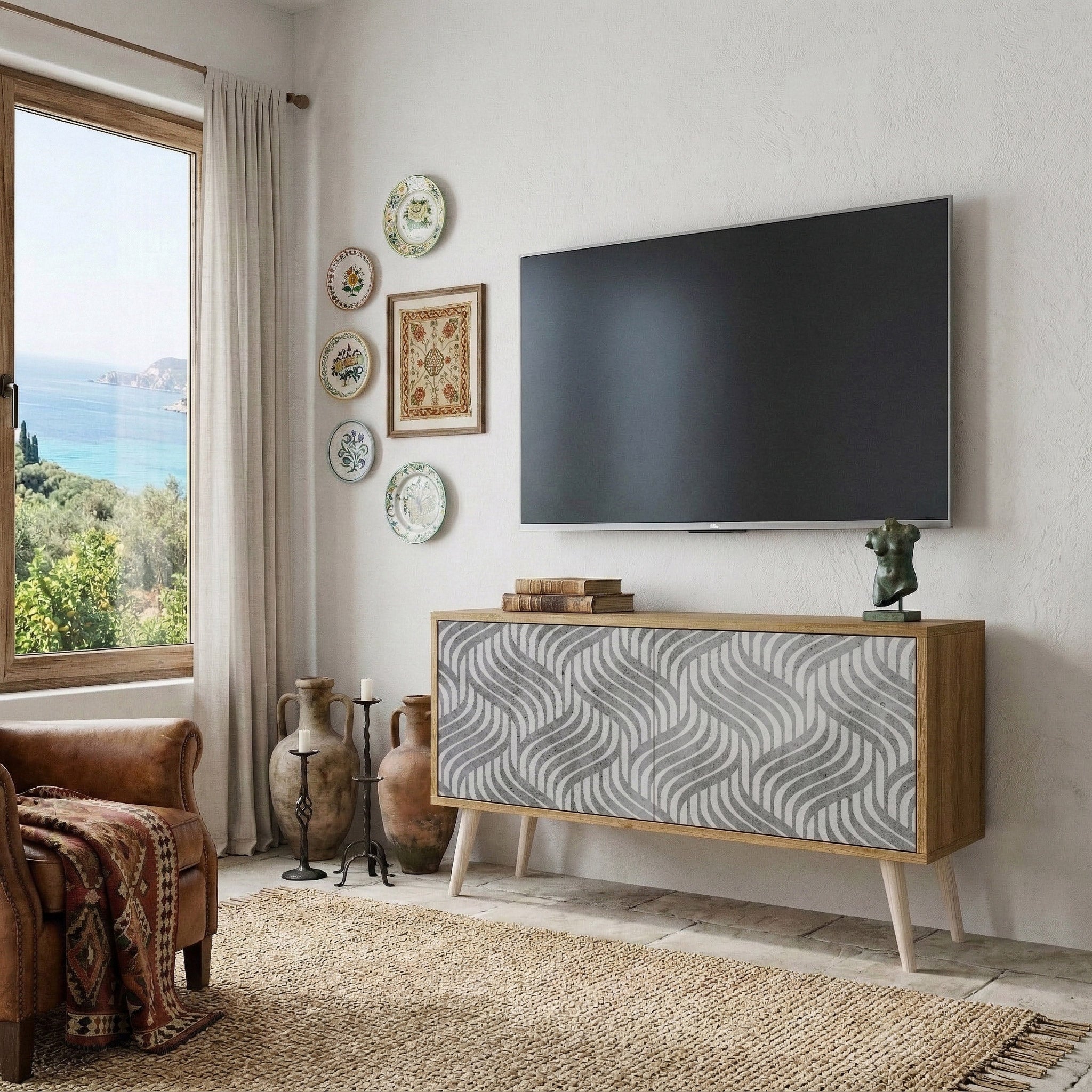 CONCRETE MOVEMENT Compact 2-Door TV Cabinet