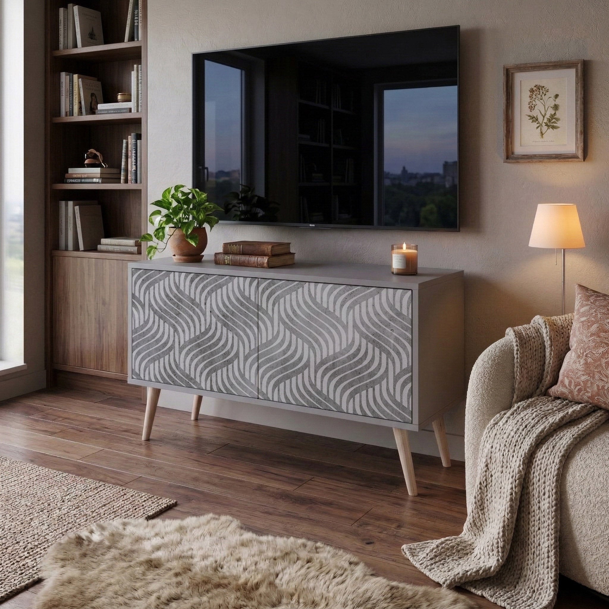 CONCRETE MOVEMENT Compact 2-Door TV Cabinet