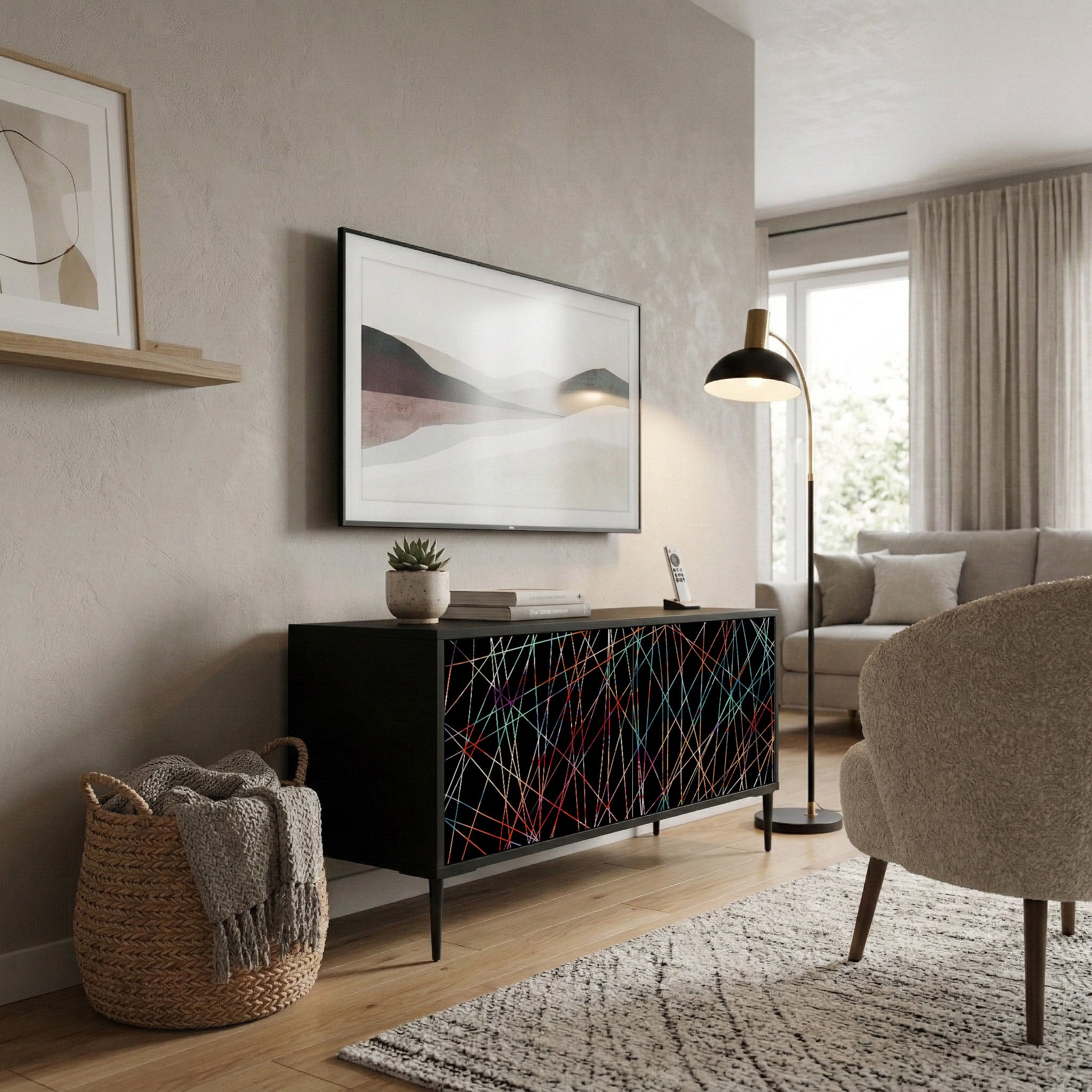 LUMINOUS SNARE Kompakt TV-bänk med 2 dörrar