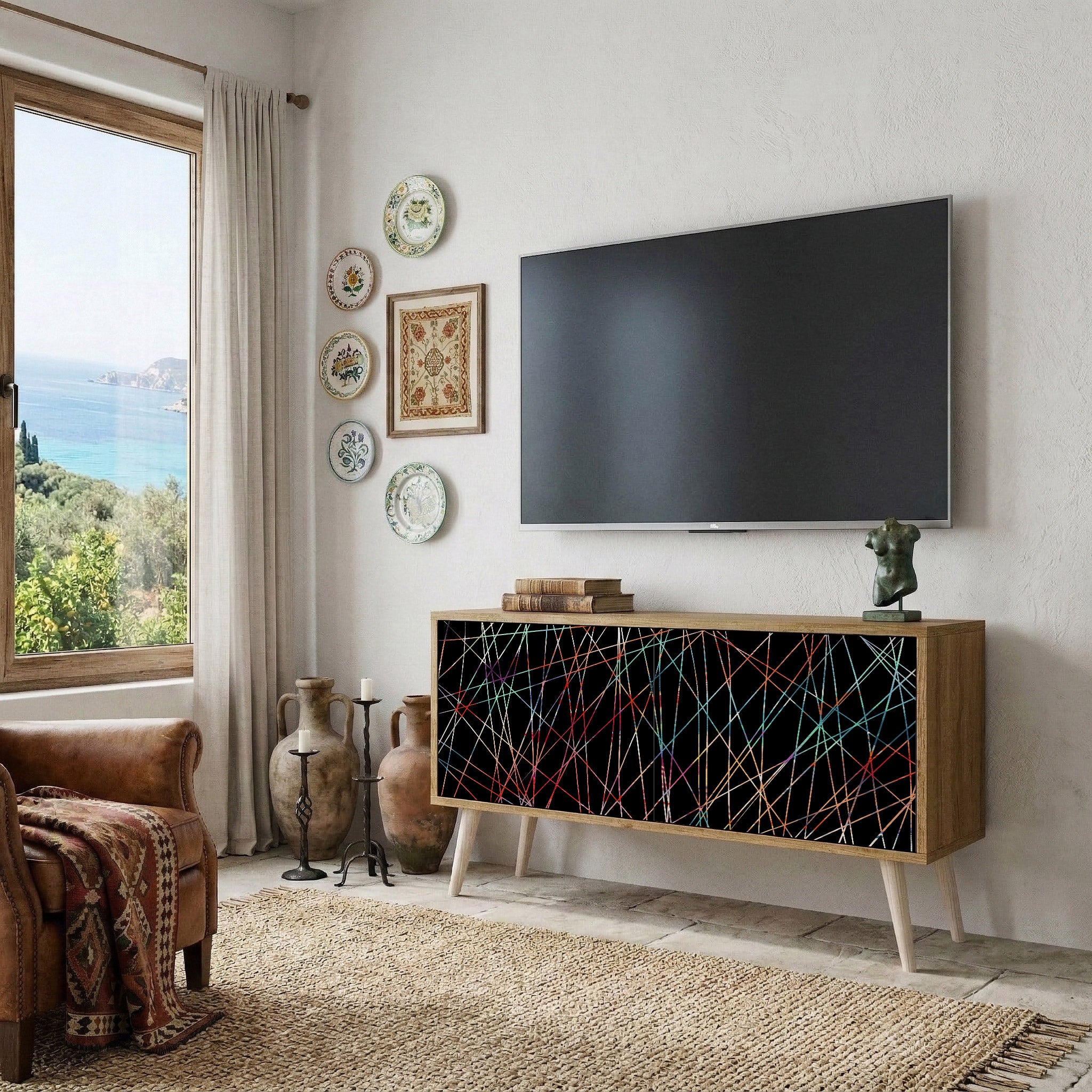 LUMINOUS SNARE Kompakt TV-bänk med 2 dörrar