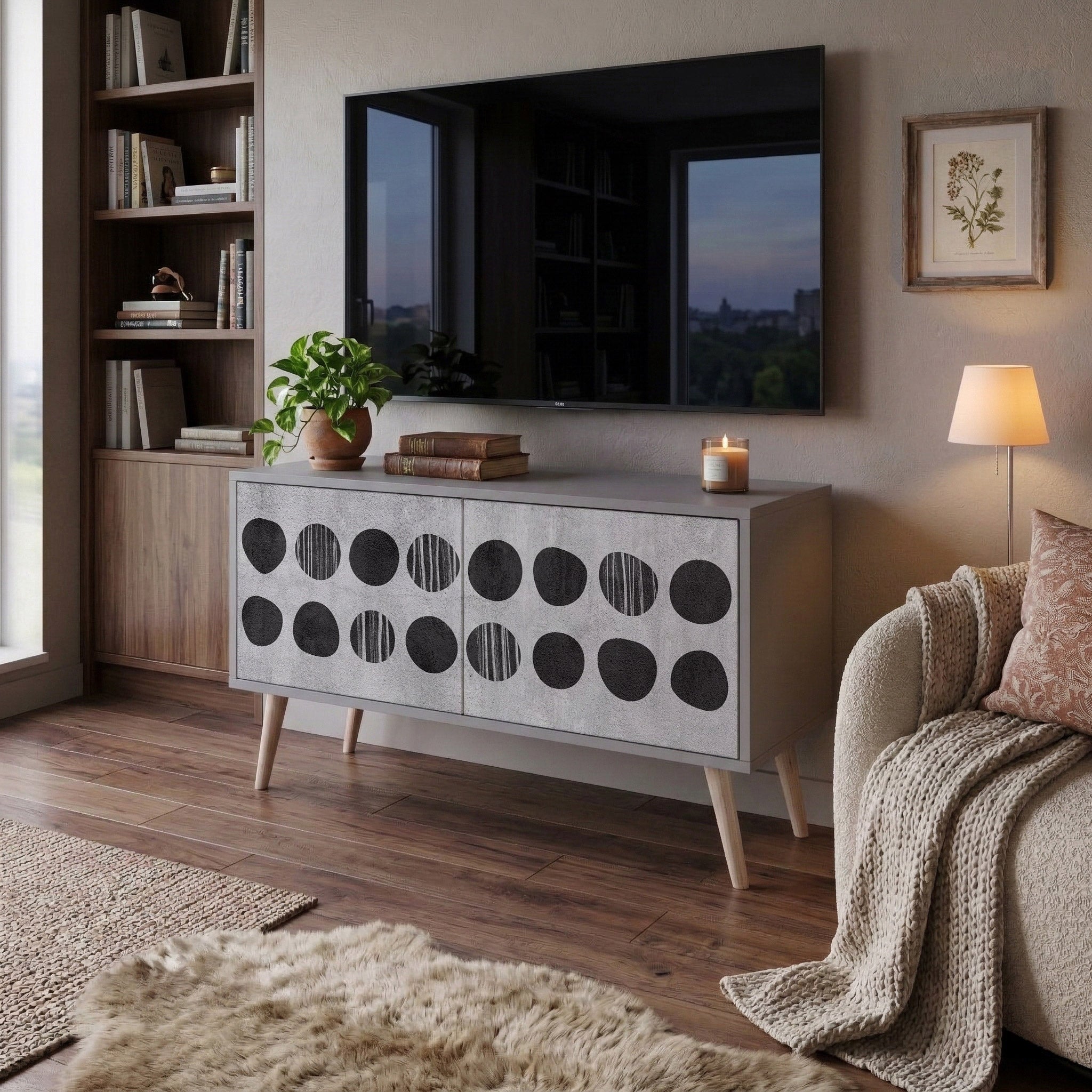 GHOSTLY GRADIENTS Compact 2-Door TV Cabinet