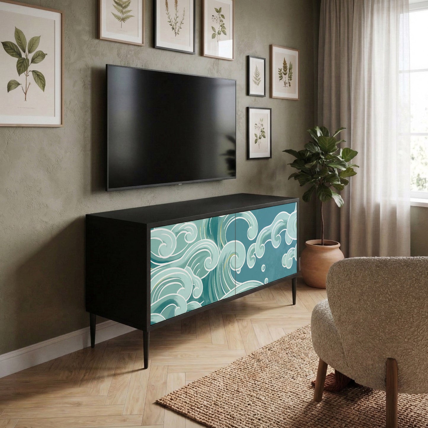 ASIAN SWAY Kompakt TV-bänk med 2 dörrar