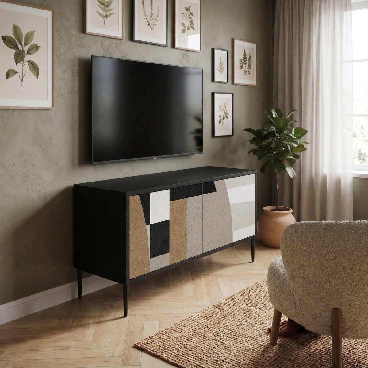 DELICATE MEMENTO Kompakt TV-bänk med 2 dörrar