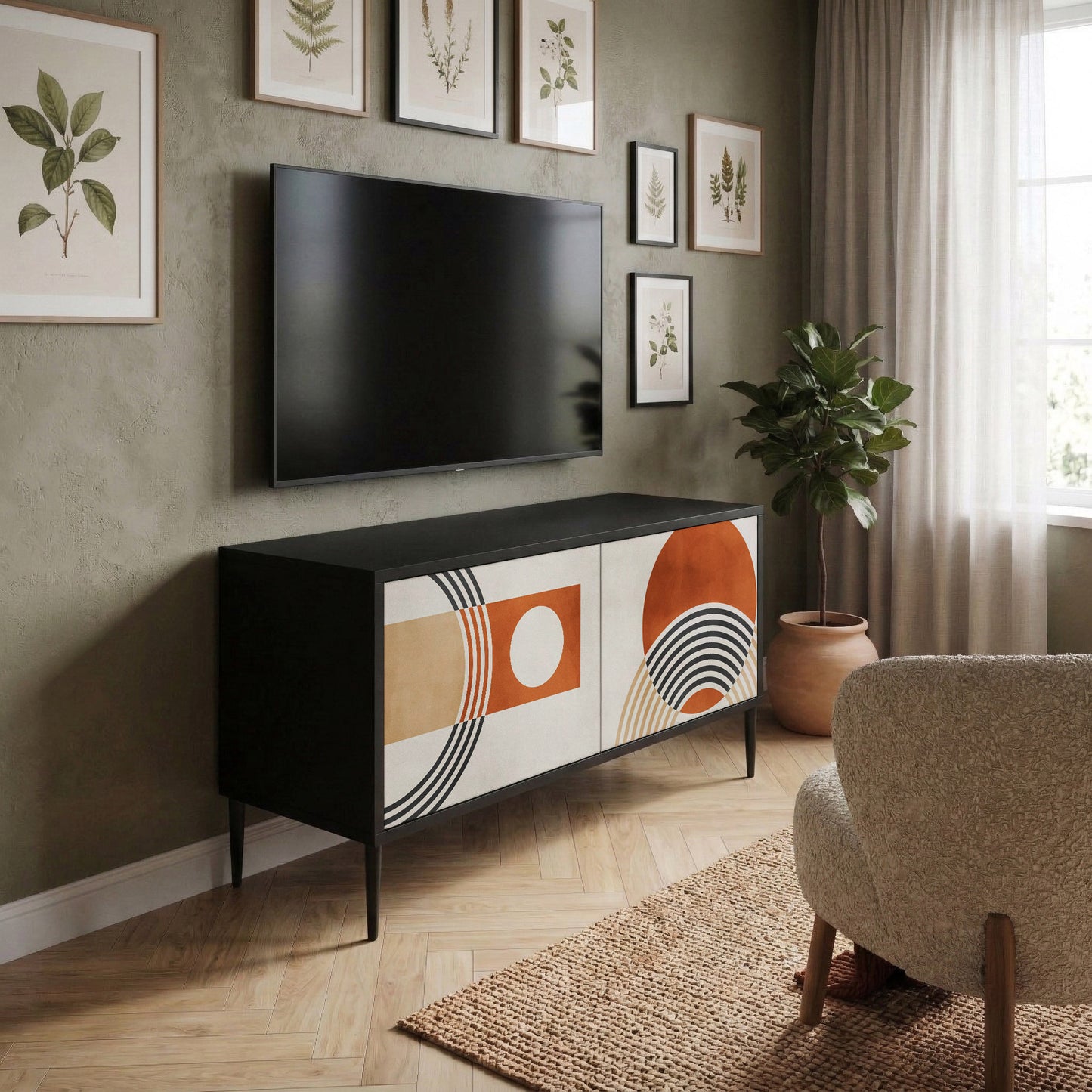 SPACE AROUND Kompakt TV-bänk med 2 dörrar