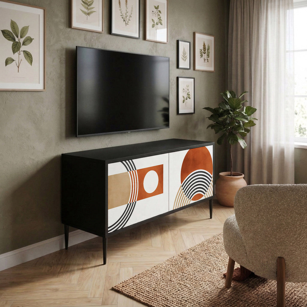 CIRCLE RHYTM Kompakt TV-bänk med 2 dörrar