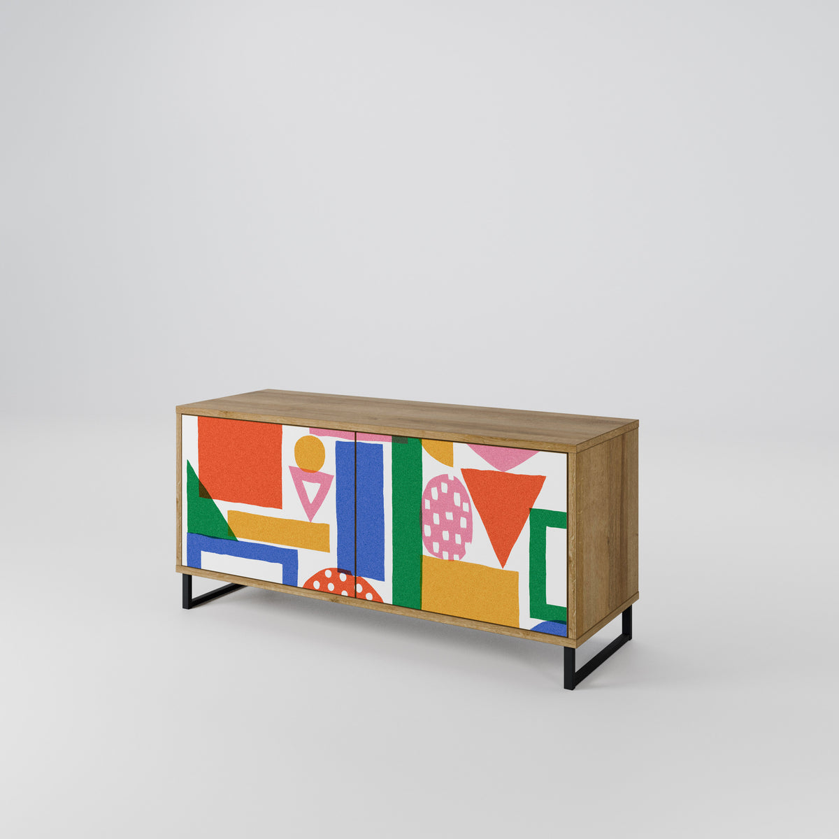 GEOMETRIC GLIMMER Kompakt TV-bänk med 2 dörrar