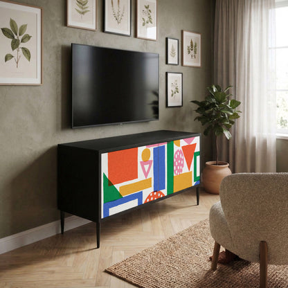 GEOMETRIC GLIMMER Kompakt TV-bänk med 2 dörrar