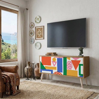 GEOMETRIC GLIMMER Kompakt TV-bänk med 2 dörrar