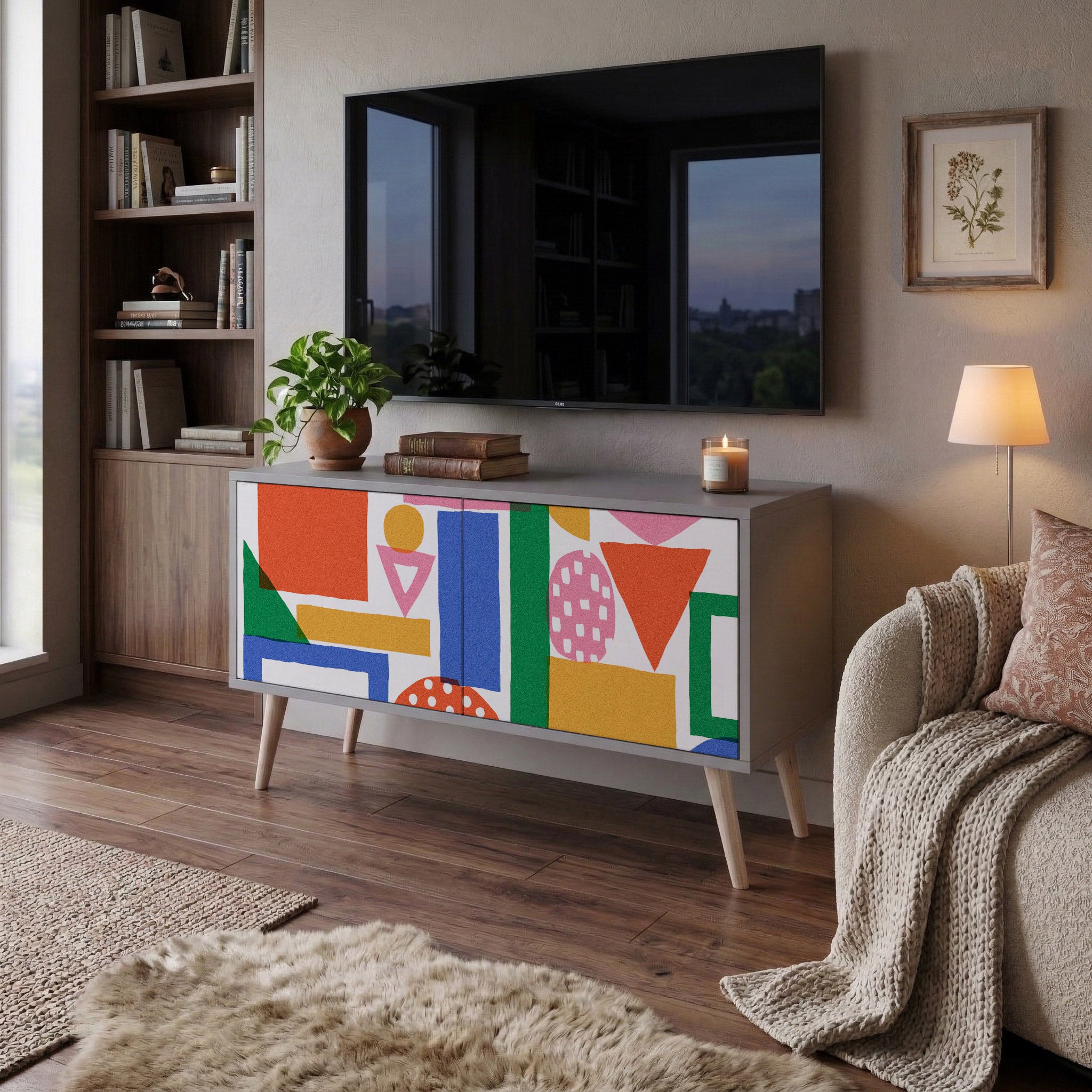 GEOMETRIC GLIMMER Compact 2-Door TV Cabinet