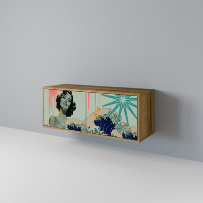 KANAGAWA BEAUTY Kompakt TV-bänk med 2 dörrar