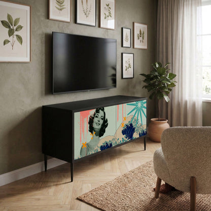 KANAGAWA BEAUTY Kompakt TV-bänk med 2 dörrar