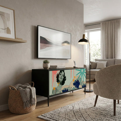 KANAGAWA BEAUTY Kompakt TV-bänk med 2 dörrar