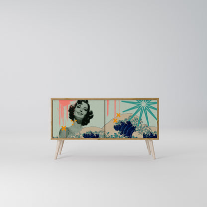 KANAGAWA BEAUTY Kompakt TV-bänk med 2 dörrar