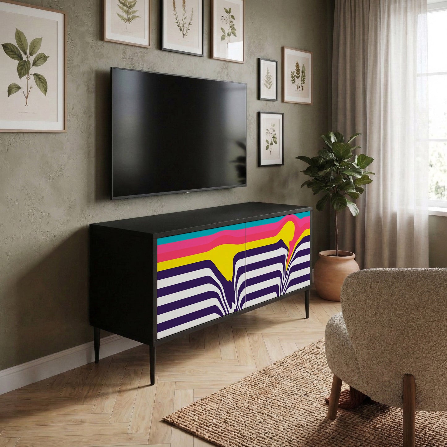 TONE COLLAPSE Kompakt TV-bänk med 2 dörrar