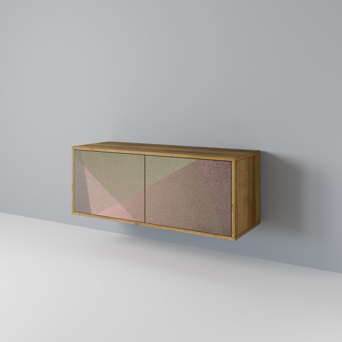 BEIGE GEOMETRY Kompakt TV-bänk med 2 dörrar