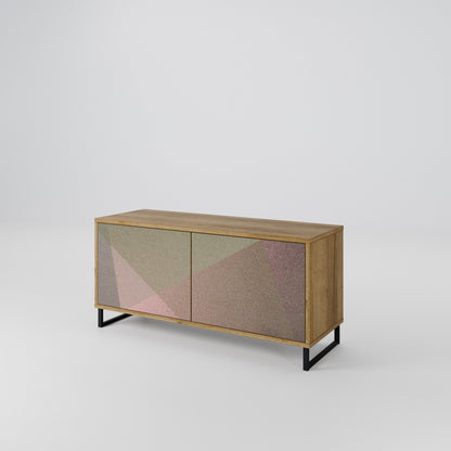 BEIGE GEOMETRY Kompakt TV-bänk med 2 dörrar