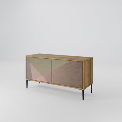 BEIGE GEOMETRY Kompakt TV-bänk med 2 dörrar