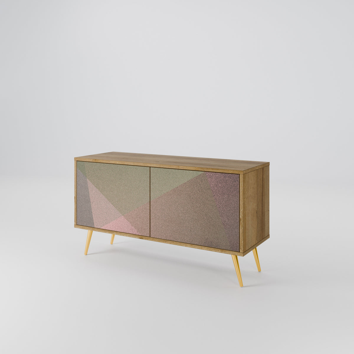 BEIGE GEOMETRY Kompakt TV-bänk med 2 dörrar