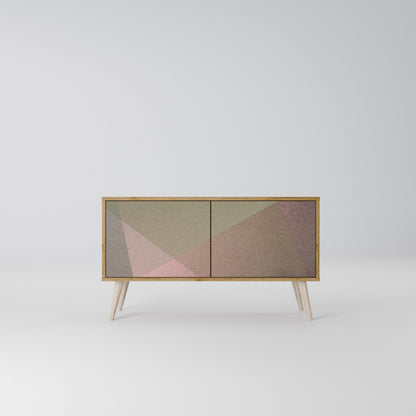BEIGE GEOMETRY Kompakt TV-bänk med 2 dörrar
