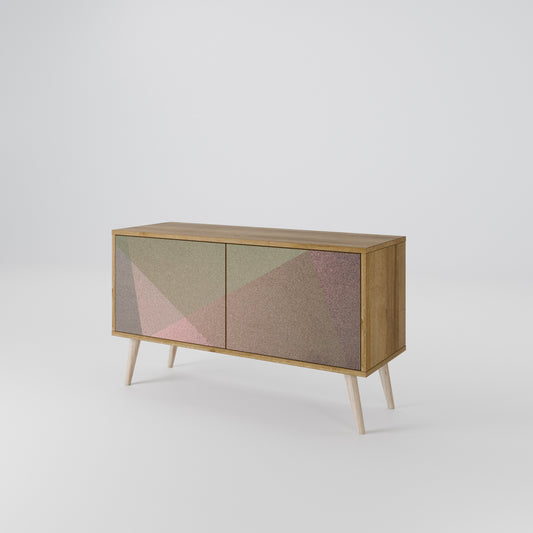 BEIGE GEOMETRY Kompakt TV-bänk med 2 dörrar