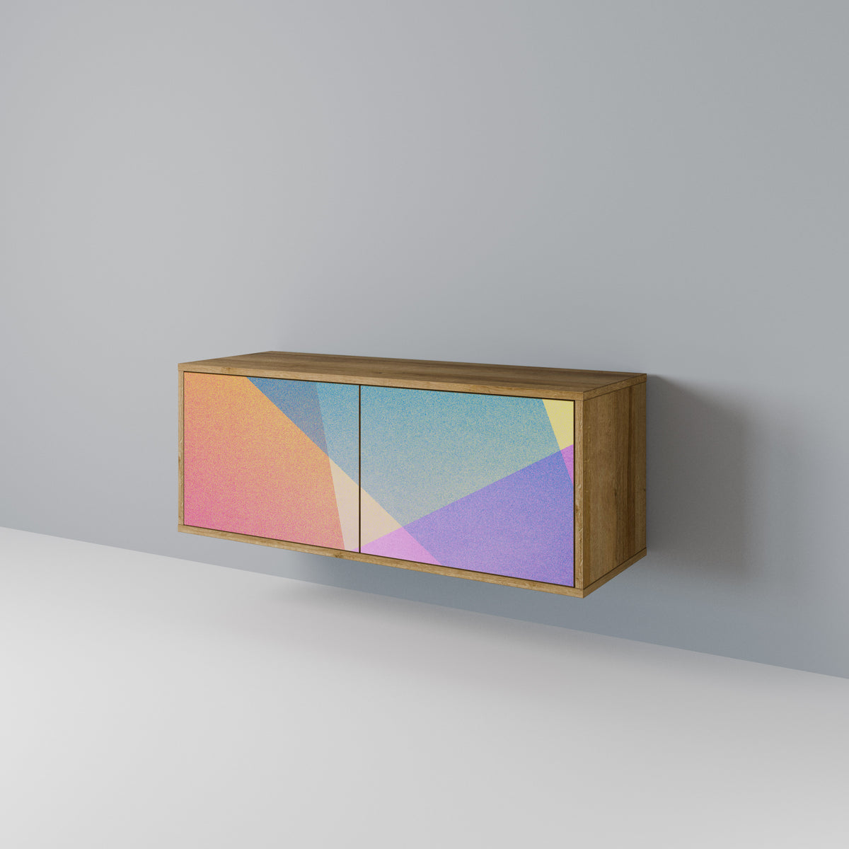 BRIGHT GEOMETRY Kompakt TV-bänk med 2 dörrar