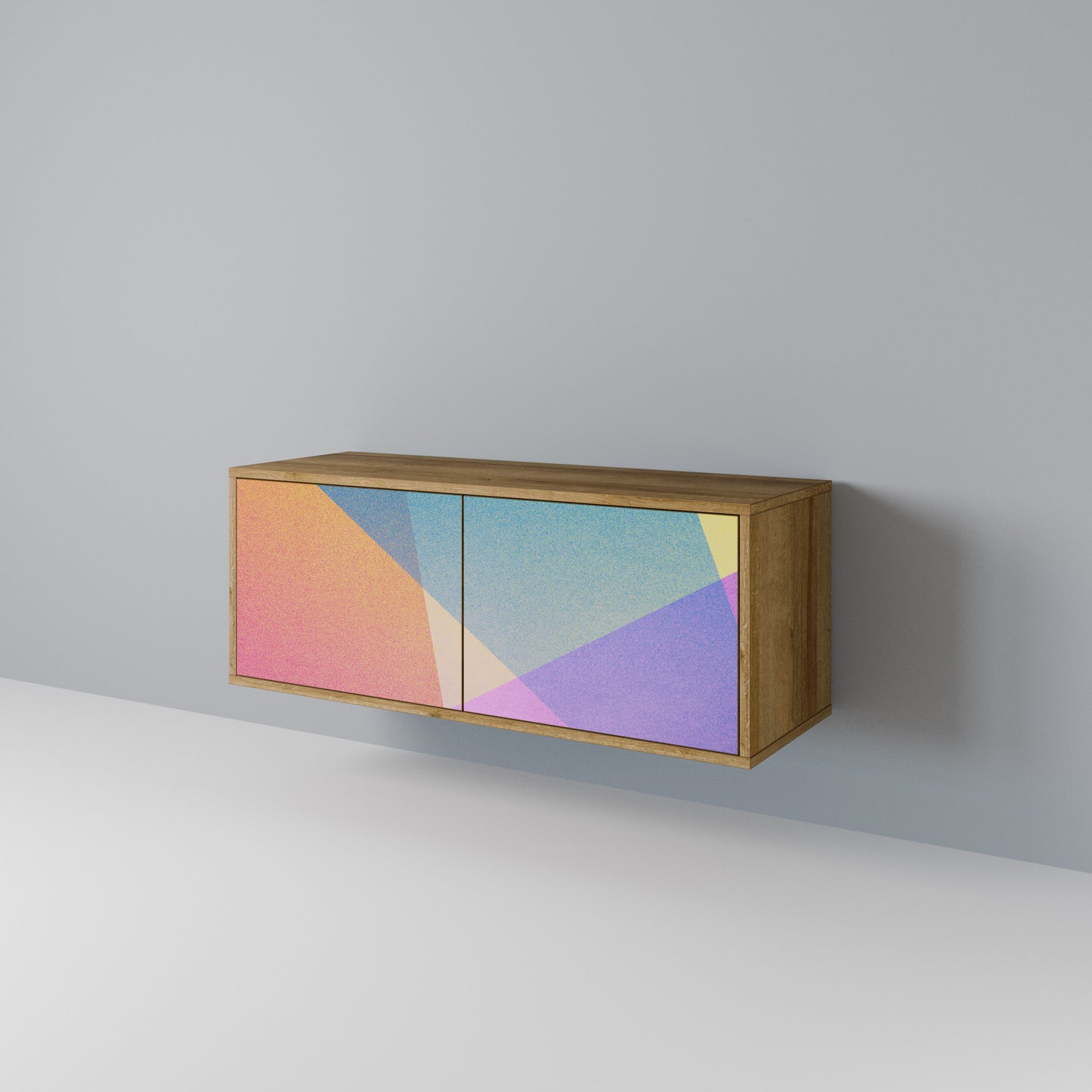BRIGHT GEOMETRY Kompakt TV-bänk med 2 dörrar