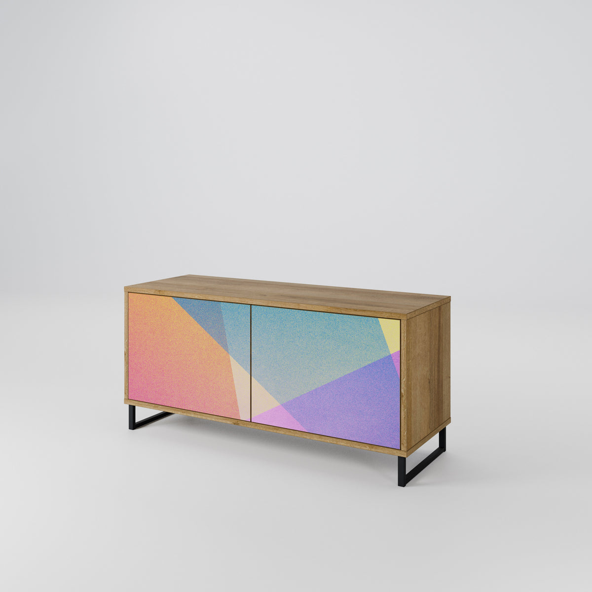 BRIGHT GEOMETRY Kompakt TV-bänk med 2 dörrar