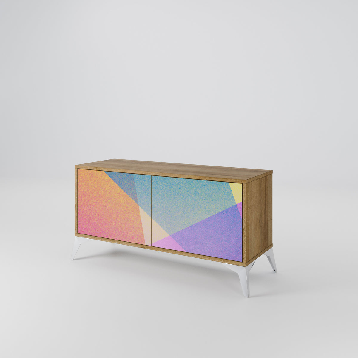 BRIGHT GEOMETRY Kompakt TV-bänk med 2 dörrar
